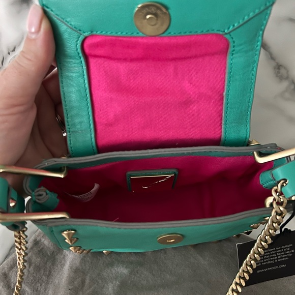 BRIAN ATWOOD Ricki Leather Small Crossbody Shoulder Evening Bag green KS1 - Picture 2 of 3
